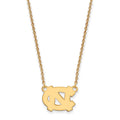 14k Gold LogoArt University of North Carolina N-C Small Pendant 18 inch Necklace