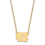 14k Gold LogoArt University of North Carolina N-C Small Pendant 18 inch Necklace