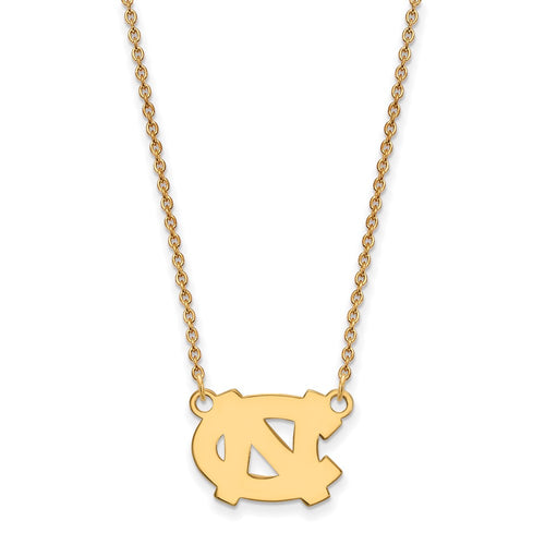 10k Gold LogoArt University of North Carolina N-C Small Pendant 18 inch Necklace