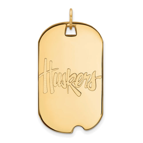 10k Gold LogoArt University of Nebraska Huskers Large Dog Tag Pendant