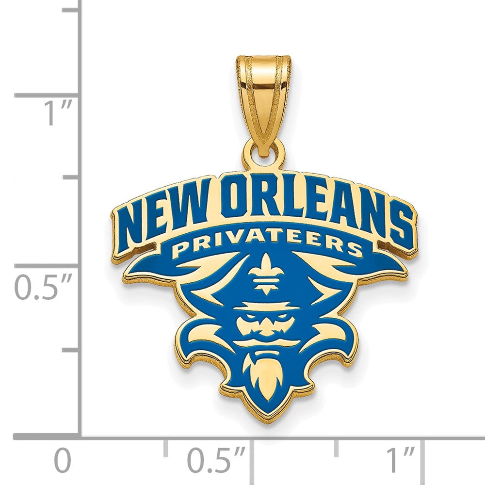 Sterling Silver Gold-plated LogoArt University of New Orleans U-N-O Extra Large Enameled Pendant