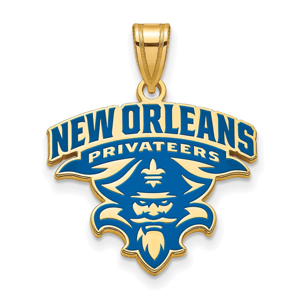 Sterling Silver Gold-plated LogoArt University of New Orleans U-N-O Extra Large Enameled Pendant