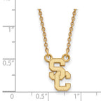 Sterling Silver Gold-plated University of Southern California S-C Small Pendant 18 inch Necklace