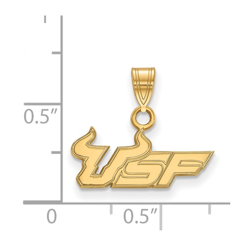 10k Gold LogoArt University of South Florida U-S-F Small Pendant