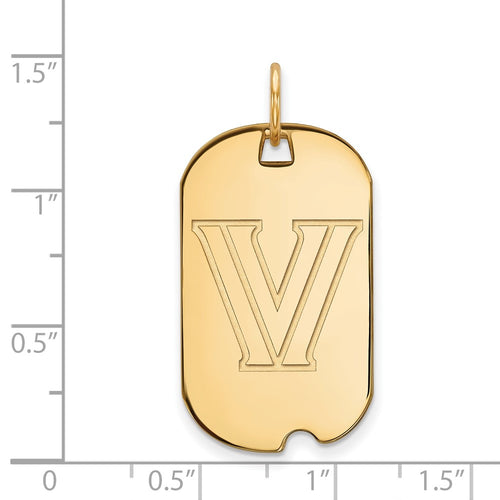 10k Gold LogoArt Villanova University Letter V Small Dog Tag Pendant