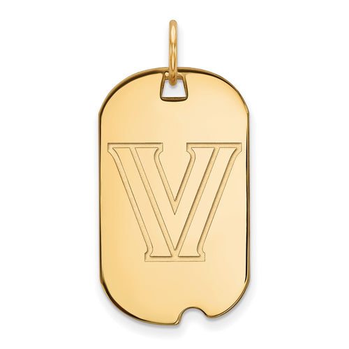 10k Gold LogoArt Villanova University Letter V Small Dog Tag Pendant