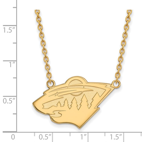 10k Gold NHL LogoArt Minnesota Wild Large Pendant 18 inch Necklace