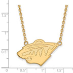 14k Gold NHL LogoArt Minnesota Wild Large Pendant 18 inch Necklace