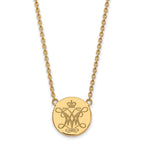 Sterling Silver Gold-plated LogoArt College of William and Mary Large Enameled Disc Pendant 18 inch Necklace