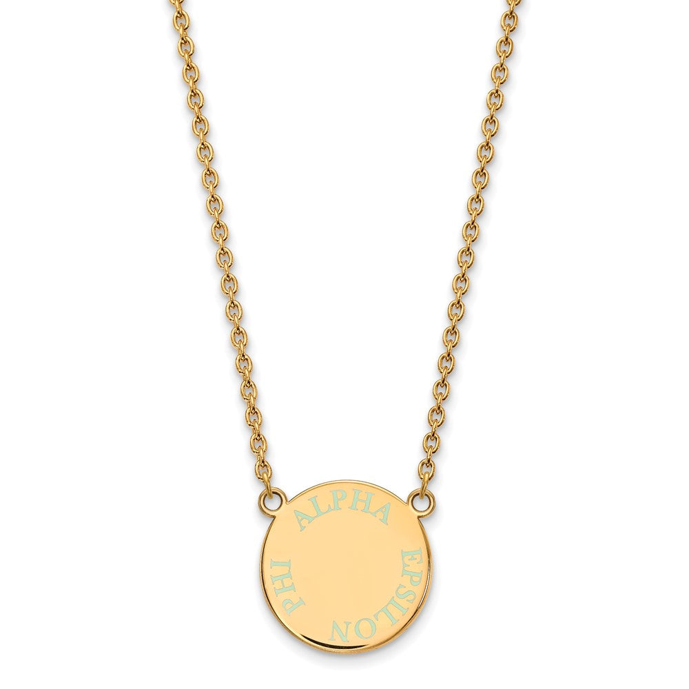 Sterling Silver Gold-plated LogoArt Alpha Epsilon Phi Sorority Text Small Color Enamel Pendant 18 inch Necklace