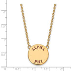 Sterling Silver Gold-plated LogoArt Alpha Phi Sorority Text Large Color Enamel Pendant 18 inch Necklace