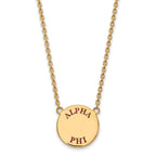 Sterling Silver Gold-plated LogoArt Alpha Phi Sorority Text Large Color Enamel Pendant 18 inch Necklace