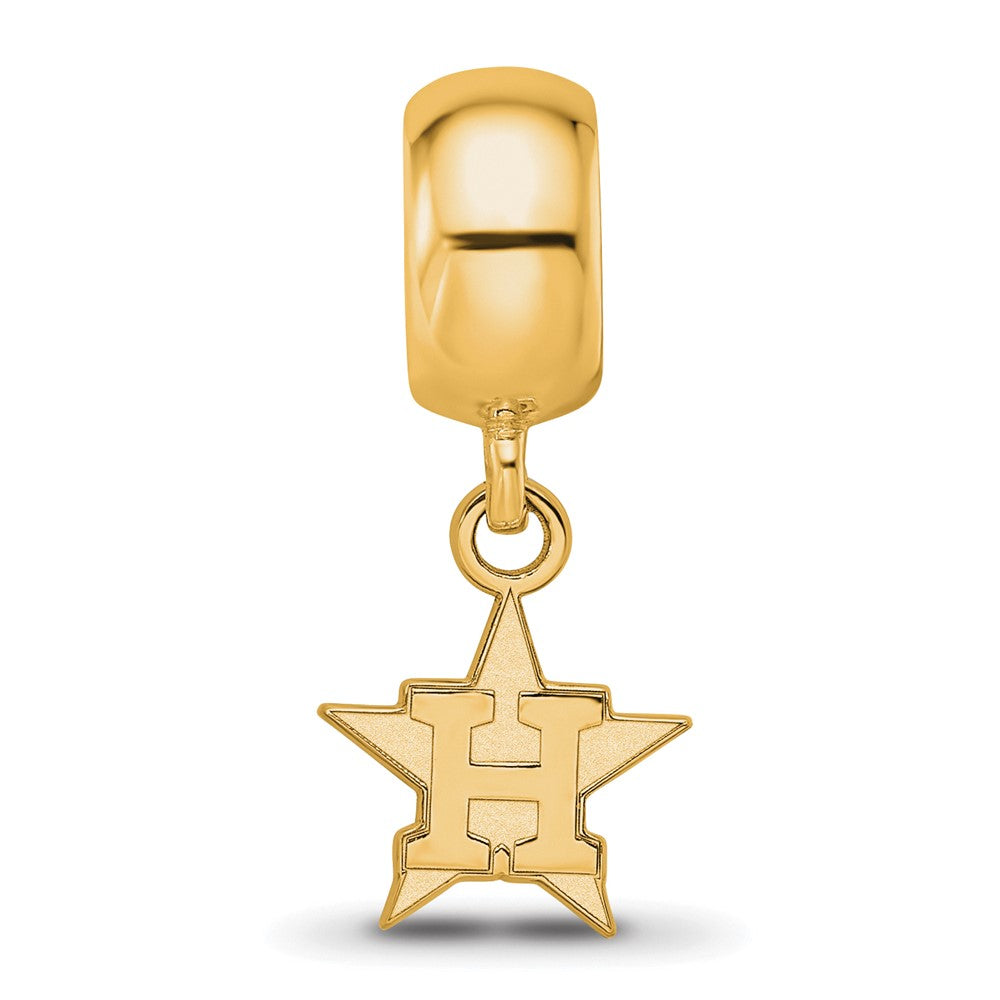 Sterling Silver Gold Plated Major League Baseball LogoArt Houston Astros Dangle Bead
