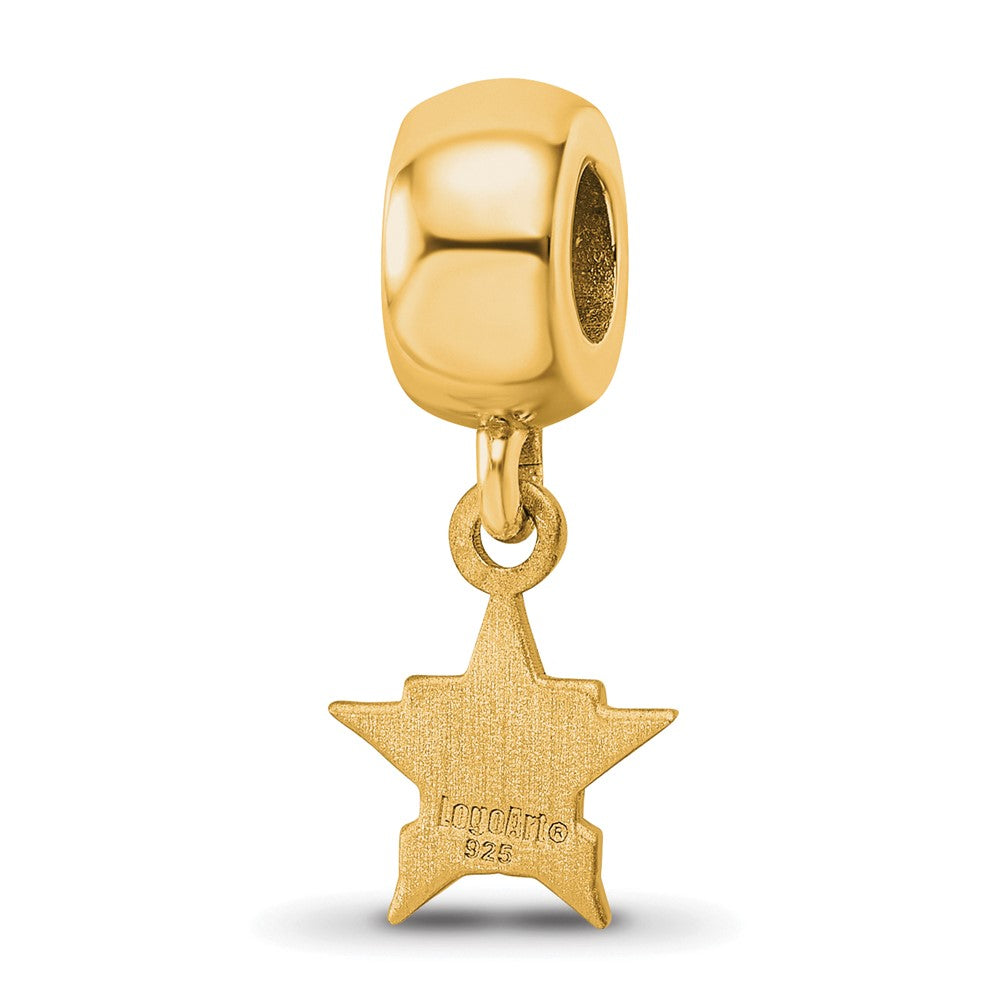 Sterling Silver Gold Plated Major League Baseball LogoArt Houston Astros Dangle Bead