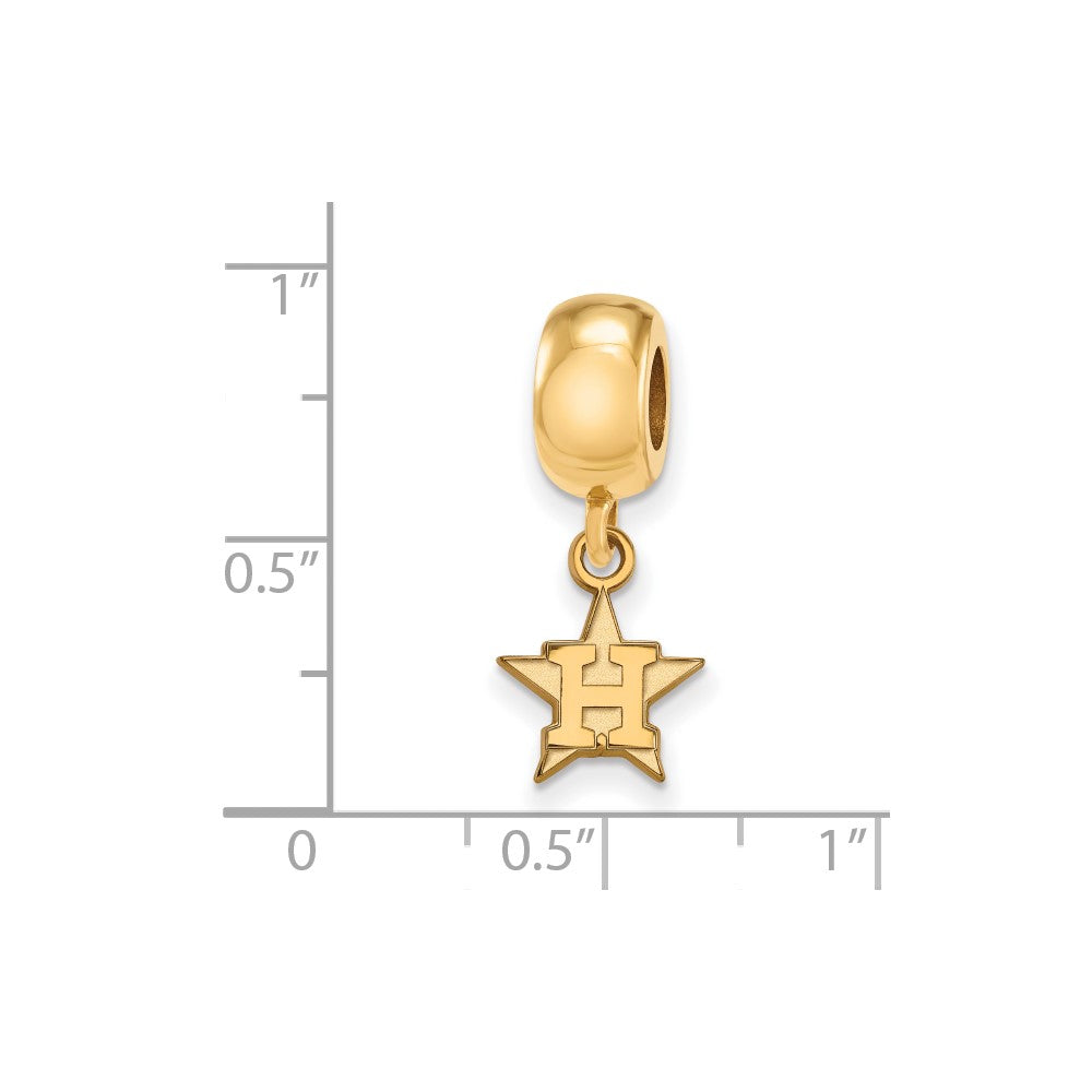 Sterling Silver Gold Plated Major League Baseball LogoArt Houston Astros Dangle Bead