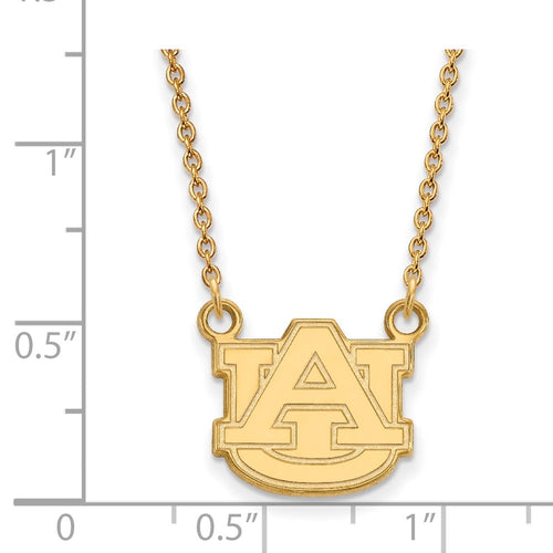 10k Gold LogoArt Auburn University Small Pendant 18 inch Necklace