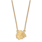 Sterling Silver Gold-plated NHL LogoArt Chicago Blackhawks Small Pendant 18 inch Necklace