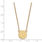 Sterling Silver Gold-plated NHL LogoArt Boston Bruins Small Pendant 18 inch Necklace