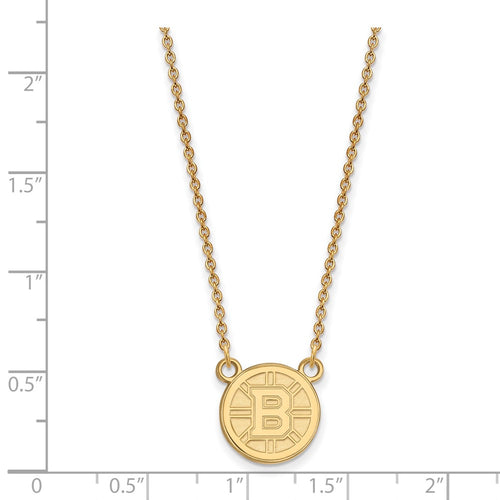 10k Gold NHL LogoArt Boston Bruins Small Pendant 18 inch Necklace