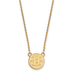 Sterling Silver Gold-plated NHL LogoArt Boston Bruins Small Pendant 18 inch Necklace