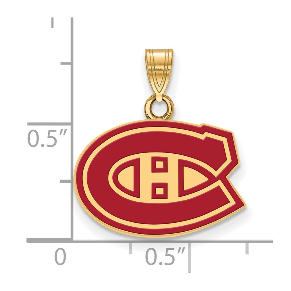 Sterling Silver Gold-plated NHL LogoArt Montreal Canadiens Small Enameled Pendant
