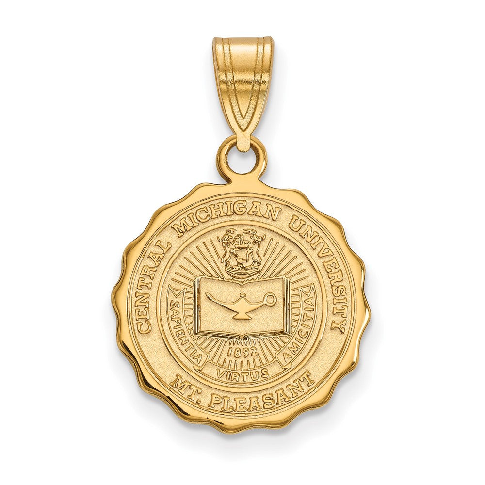 Sterling Silver Gold-plated LogoArt Central Michigan University Medium Crest Pendant
