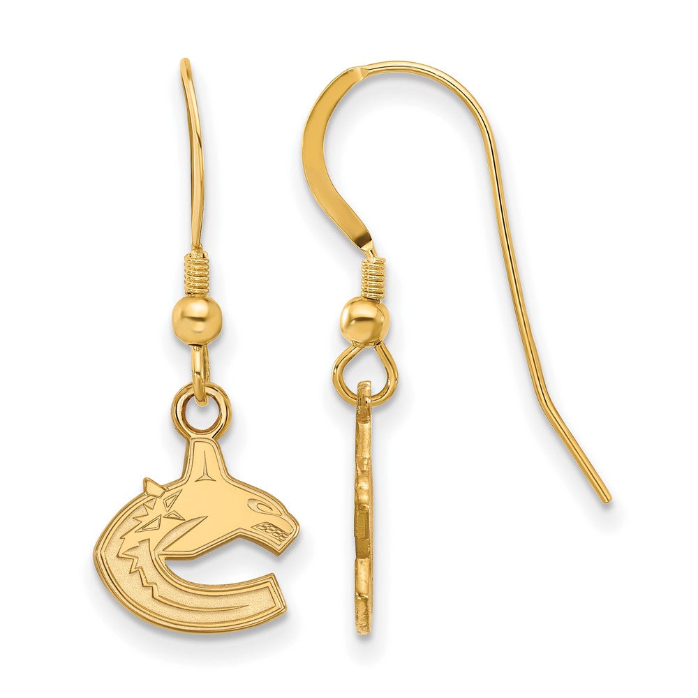 Sterling Silver Gold-plated NHL LogoArt Vancouver Canucks Extra Small Dangle Wire Earrings