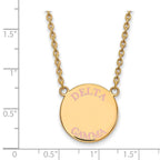 Sterling Silver Gold-plated LogoArt Delta Gamma Sorority Text Large Color Enamel Pendant 18 inch Necklace
