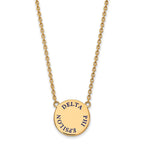 Sterling Silver Gold-plated LogoArt Delta Phi Epsilon Sorority Text Large Color Enamel Pendant 18 inch Necklace