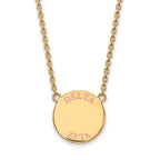 Sterling Silver Gold-plated LogoArt Delta Zeta Sorority Text Large Color Enamel Pendant 18 inch Necklace