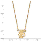 Sterling Silver Gold-plated LogoArt Florida State University F-S Small Pendant 18 inch Necklace