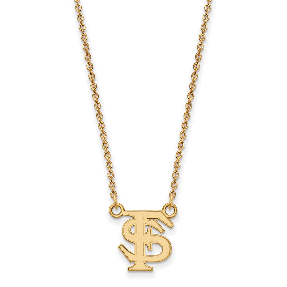 10k Gold LogoArt Florida State University F-S Small Pendant 18 inch Necklace