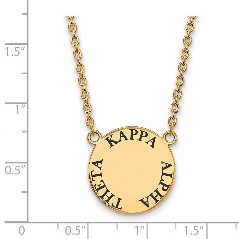 Sterling Silver Gold-plated LogoArt Kappa Alpha Theta Sorority Text Large Color Enamel Pendant 18 inch Necklace