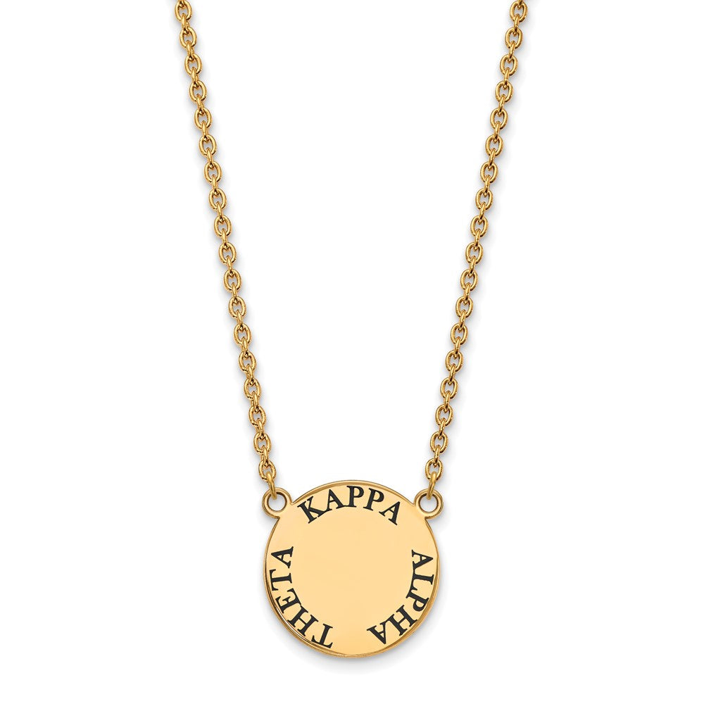 Sterling Silver Gold-plated LogoArt Kappa Alpha Theta Sorority Text Large Color Enamel Pendant 18 inch Necklace