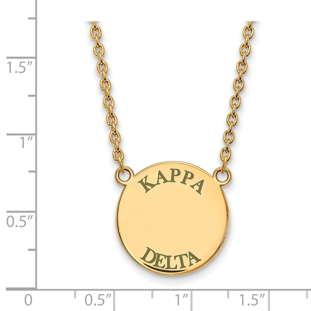 Sterling Silver Gold-plated LogoArt Kappa Delta Sorority Text Large Color Enamel Pendant 18 inch Necklace
