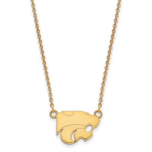 10k Gold LogoArt Kansas State University Wildcat Small Pendant 18 inch Necklace