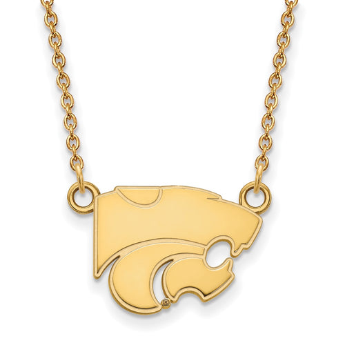 10k Gold LogoArt Kansas State University Wildcat Small Pendant 18 inch Necklace
