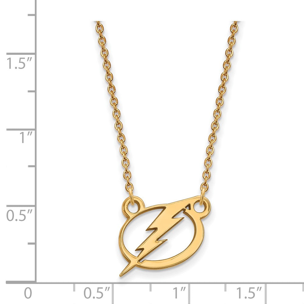 14k Gold NHL LogoArt Tampa Bay Lightning Small Pendant 18 inch Necklace