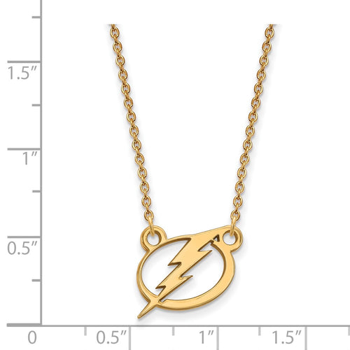 10k Gold NHL LogoArt Tampa Bay Lightning Small Pendant 18 inch Necklace