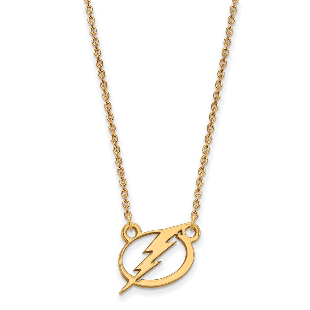 14k Gold NHL LogoArt Tampa Bay Lightning Small Pendant 18 inch Necklace