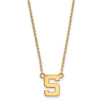 Sterling Silver Gold-plated LogoArt Michigan State University Letter S Small Pendant 18 inch Necklace
