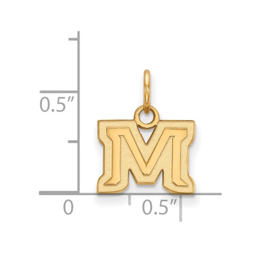 10k Gold LogoArt Montana State University Letter M Extra Small Pendant
