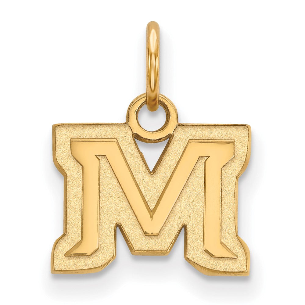 Sterling Silver Gold-plated LogoArt Montana State University Letter M Extra Small Pendant