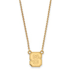 14k Gold LogoArt North Carolina State University N-C-S Small Pendant 18 inch Necklace