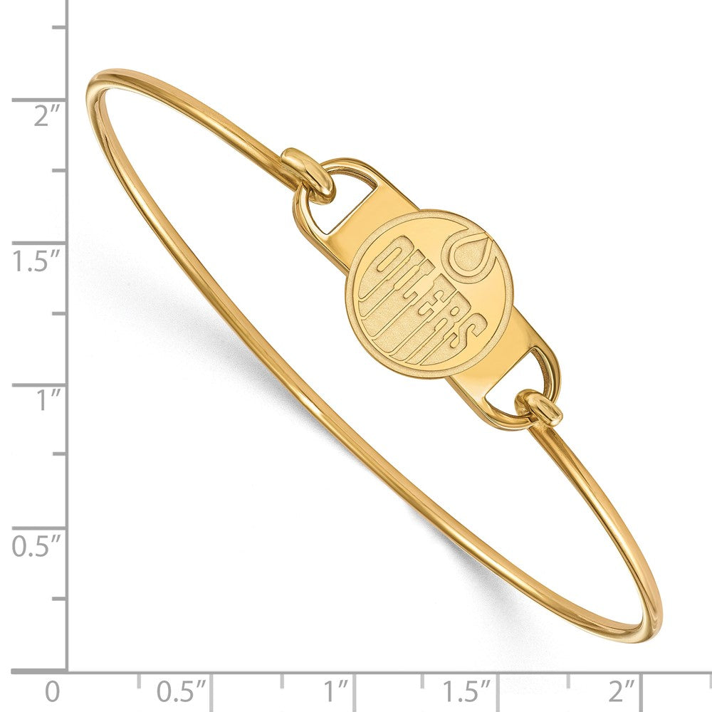 Sterling Silver Gold-plated NHL LogoArt Edmonton Oilers Small Center 7 inch Wire Bangle