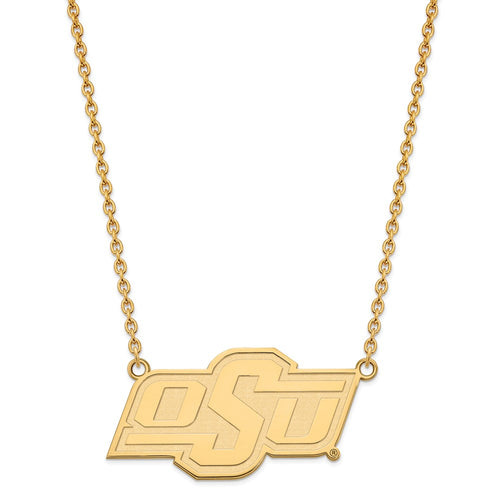 10k Gold LogoArt Oklahoma State University O-S-U Large Pendant 18 inch Necklace