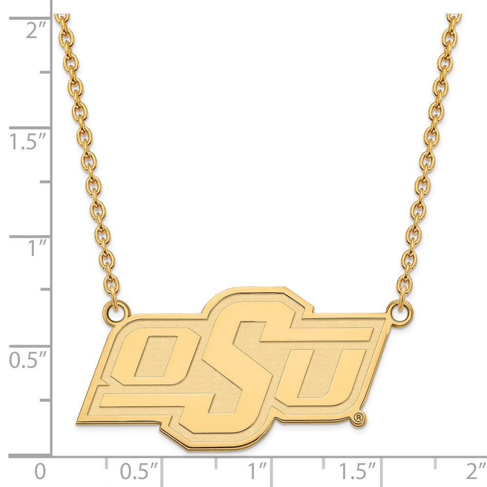 14k Gold LogoArt Oklahoma State University O-S-U Large Pendant 18 inch Necklace