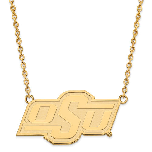 10k Gold LogoArt Oklahoma State University O-S-U Large Pendant 18 inch Necklace