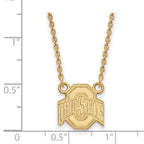 Sterling Silver Gold-plated LogoArt The Ohio State University Small Pendant 18 inch Necklace