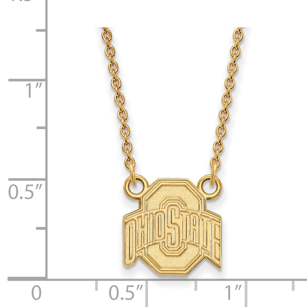 Sterling Silver Gold-plated LogoArt The Ohio State University Small Pendant 18 inch Necklace